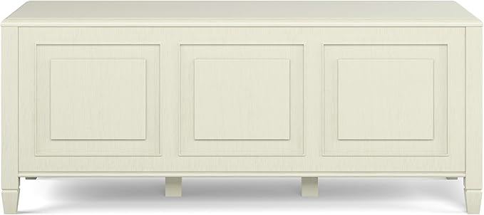 SIMPLIHOME Connaught Entryway Storage Bench - 51 inch Wide Solid Wood Storage Trunk Seat in Antique White, Traditional Bench for Entryway or Living Room with Lift-Up Lid and Decorative Moulding