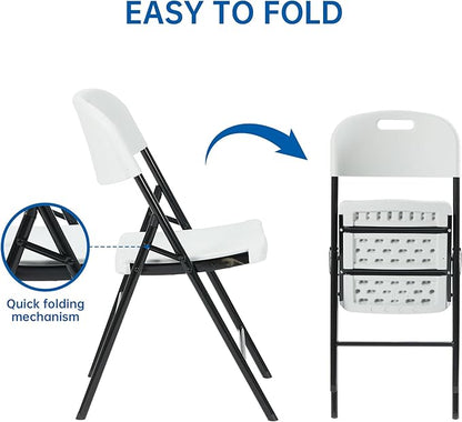 40 Pack Thicker 800 LBS White Folding Chairs, Commercial Grade Folding Chair, Foldable Chairs for Events