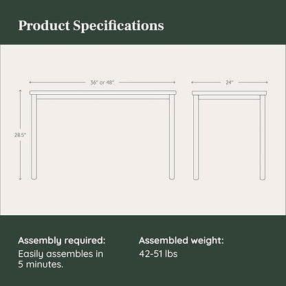 Branch Daily Desk - Functional at Home Office Desk with Effortless Assembly, Timeless Design, Rounded Corners, and Built-in Cable Notch - 36” W x 28.5” H x 24” D - White Work Table