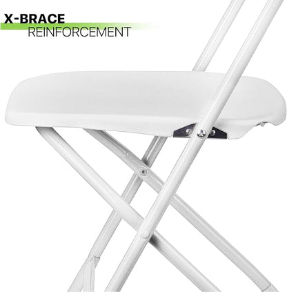 Magshion Plastic Folding Chairs 10 Pack White Foldable Dinning Chairs for Wedding Parties Event Outdoor Indoor Lightweight Chair 330lbs Capacity