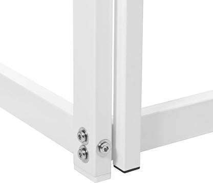 Bunk Bed with Slide for Kids,Bunk Bed Twin Over Twin, Metal Junior House Low Bunk Bed, Toddler Floor Bunk Beds Frame with Guardrail for Kids, Convertible Slide and Ladder Noise Free(New White)