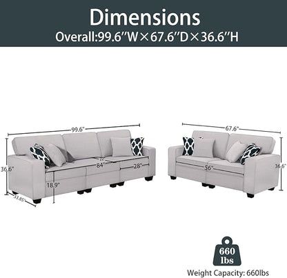 Legend Vansen Modular Sectional Sofa U Shaped Couch with Ottoman Modern Reversible Corner Sectional Couch for Living Room (Light Grey, 2+3)