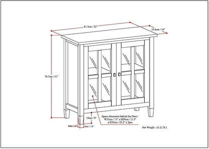 SIMPLIHOME Warm Shaker SOLID WOOD 32 inch Wide Transitional Low Storage Cabinet in Distressed Grey for the Living Room, Entryway and Family Room