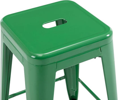 Vogue Furniture Direct 24" High Bar Stools Backless Green Metal Barstools Indoor-Outdoor Counter Height Stools with Square Seat, Set of 2 - VF1571020