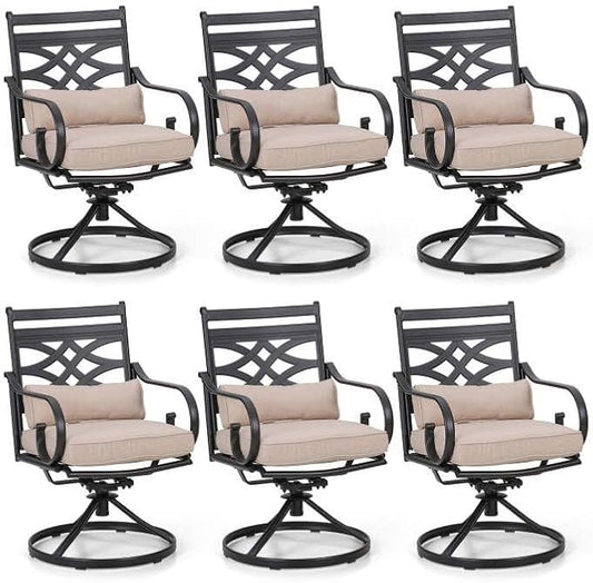 Sophia and William Patio Swivel Dining Chairs Set of 6, Outdoor Metal Armchairs, Outdoor Dining Chairs