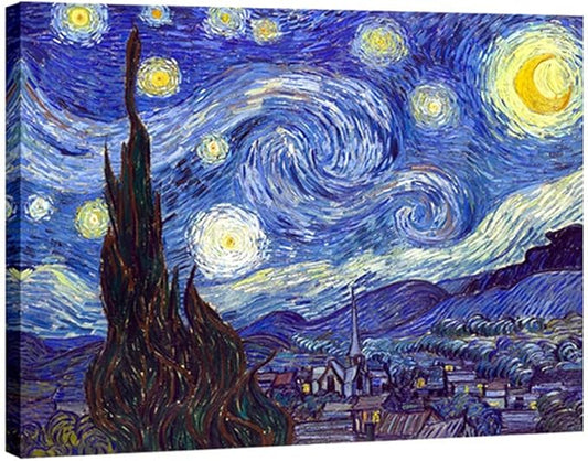 Wieco Art Classic Abstract Giclee Canvas Prints Wall Art for Living Room Home Office Decor Large Starry Night by Van Gogh Famous Artwork Modern Stretched Landscape Pictures