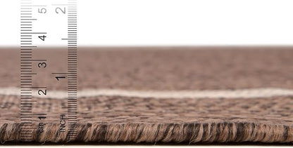 Unique Loom Outdoor Border Collection Area Rug - Soft Border (2'x 6' 1" Runner, Brown/ Ivory)