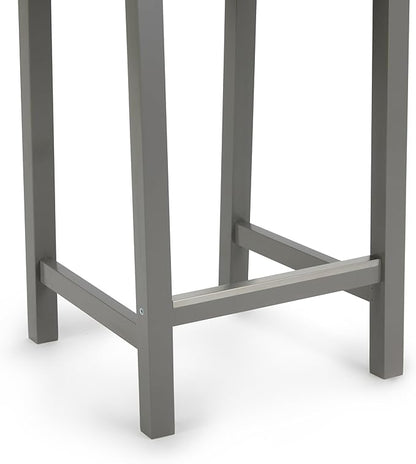 Amazon Basics Wooden Bar Stool with Backrest 24", Grey, Set of 2