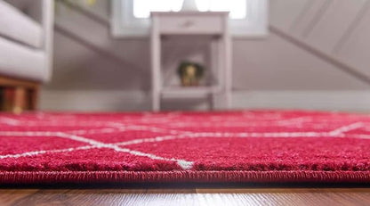 Unique Loom Trellis Frieze Collection Area Rug - Geometric (8' x 11', Red/ Ivory)
