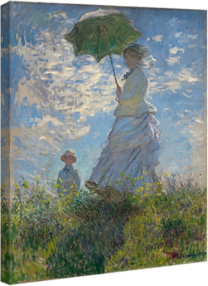 Wieco Art Woman with a Parasol Madame Monet and Her Son Canvas Prints Wall Art of Claude Monet Famous Classic Oil Paintings Reproduction Gallery Wrapped People Pictures