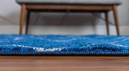 Unique Loom Trellis Frieze Collection Area Rug - Geometric (4' x 6' Oval, Navy Blue/ Ivory)
