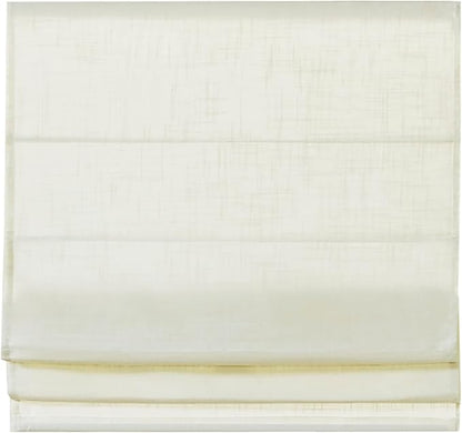 Madison Park Kyler Cordless Roman Shades - Single Panel, Lightweight Linen Blend Fabric, Natural Design, Easy Installation, Light Filtering Window Blind, Bedroom, Living Room Decor 31"W x 64"L Ivory