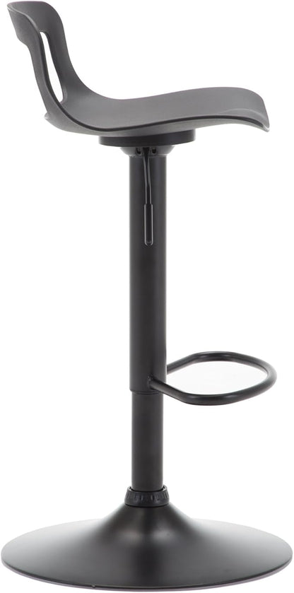 NOBPEINT Contemporary Chrome Air Lift Adjustable Swivel Bar Stool, Set of 2, Black