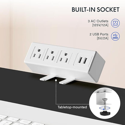 FLEXISPOT EN2 Whole-Piece Standing Desk with Clamp Power Strip, 48x24 Electric Stand Up Height Adjustable Desk with Cable Management (White Frame + 48" White Top)