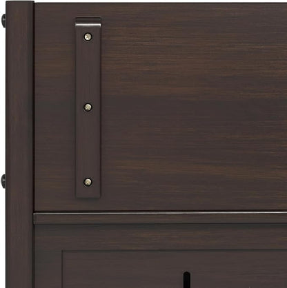 SIMPLIHOME Connaught Entryway Storage Bench - 30 inch Wide Solid Wood Small Storage Seat in Chestnut Brown, Traditional Bench for Entryway or Living Room with Lift-Up Lid and Decorative Trim