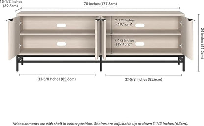 Henn&Hart Montello TV Stand, 70" Wide, White