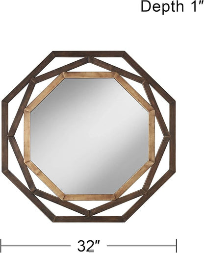 Uttermost Two-Tone Bronze 32" Openwork Octagonal Wall Mirror