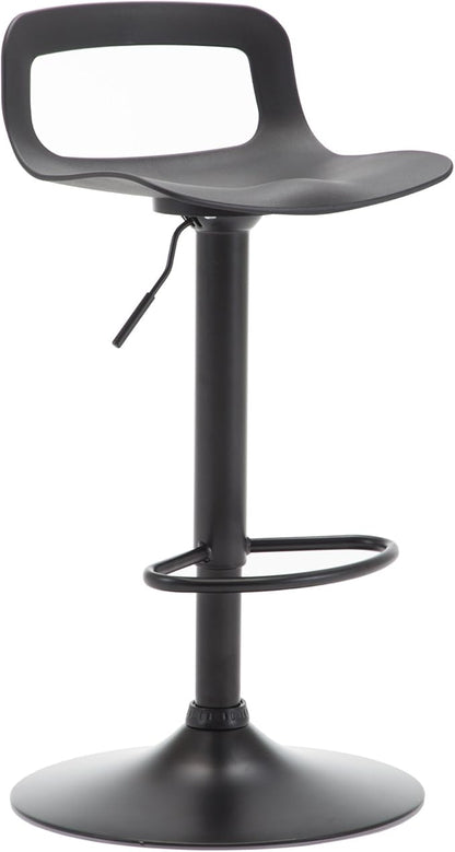 NOBPEINT Contemporary Chrome Air Lift Adjustable Swivel Bar Stool, Set of 4, Black