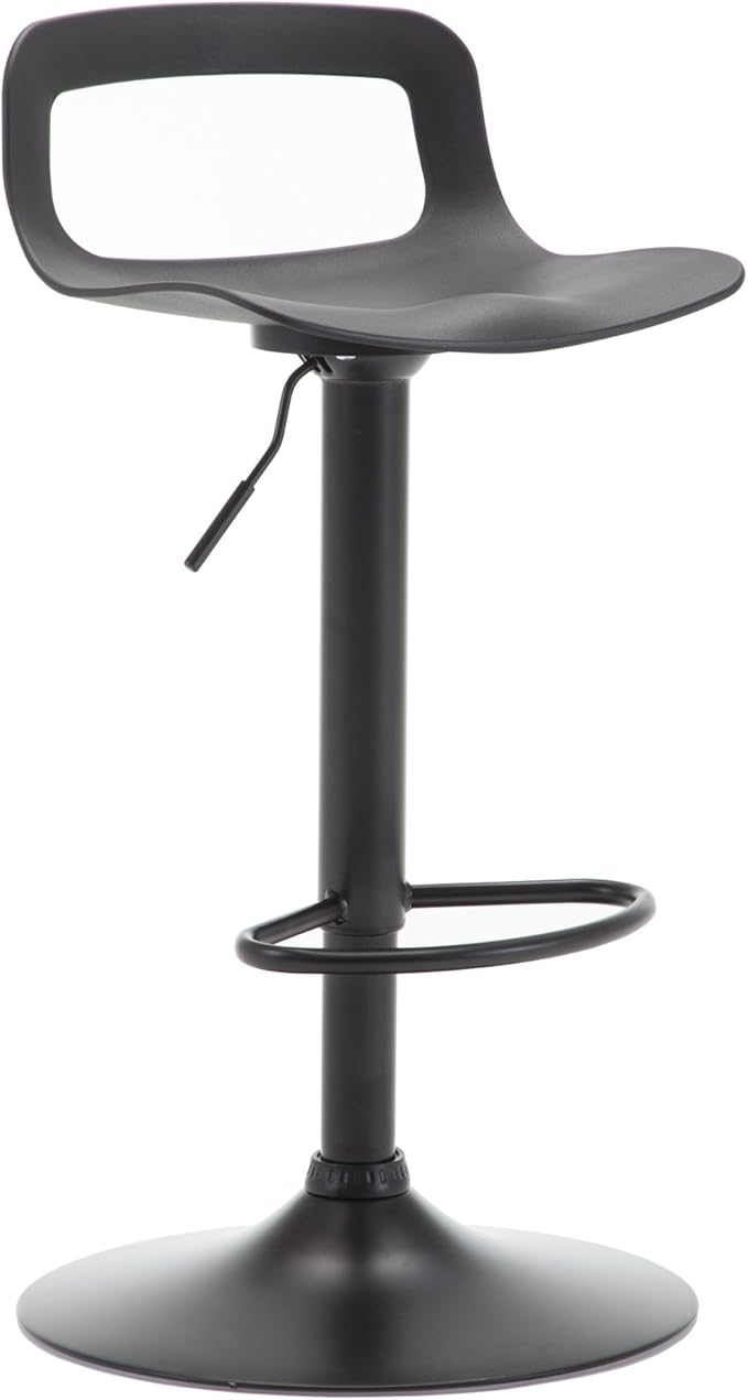 NOBPEINT NOB Contemporary Chrome Air Lift Adjustable Swivel Bar Stool (6 Pieces, Black)
