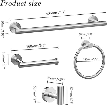 10-Pieces Brushed Nickel Bathroom Accessories Set, Stainless Steel Bathroom Hardware Set, Bath Towel Bar Set, Towel Racks for Bathroom Wall Mounted.