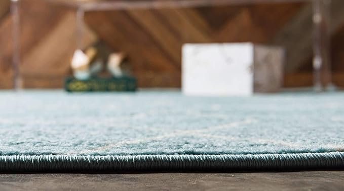 Unique Loom Trellis Frieze Collection Area Rug - Geometric (4' 1" x 6' 1", Light Blue/ Ivory)