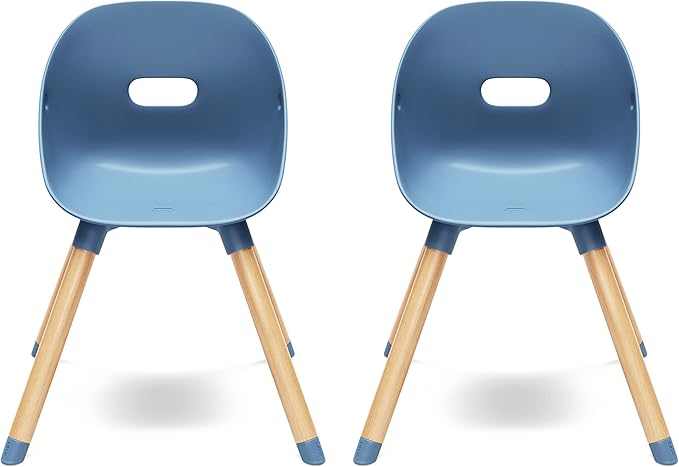 Lalo The Play Chair - Wooden & Non-Toxic Plastic Toddler Chair - Sturdy Bucket Seat, Easy to Clean, Up to 200 lb. Weight Capacity, Set of 2 - Blueberry