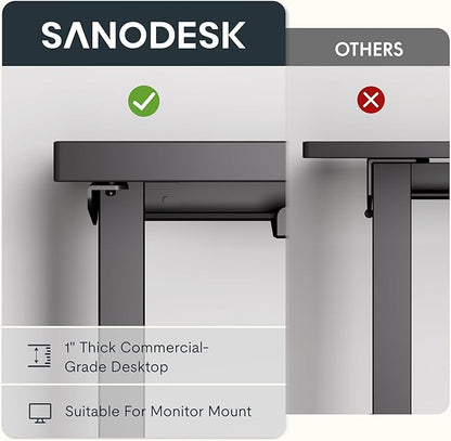 SANODESK L Shaped Standing Desk Adjustable Height, Electric Corner Standing Desk, 63 x 55 inch Sit Stand Computer Table with Splice Board, Rustic Brown