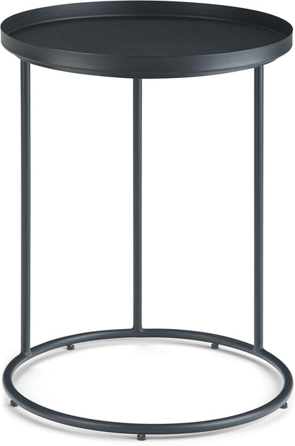 SIMPLIHOME Monet Industrial 18 inch Wide Metal Accent Side Table in Black, Fully Assembled for the Living Room and Bedroom
