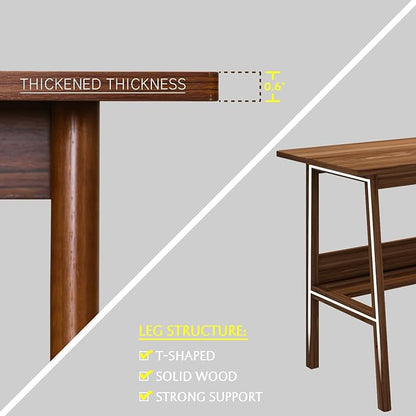 2-Person Writing Desk with Bookshelf - 94" Wooden Extra Long Home Office Work Table, Double Study Computer Workstation with Storage Shelves in Walnut, 94" W x 24" D