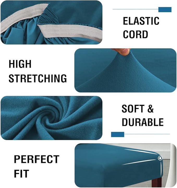 H.VERSAILTEX 100% Waterproof Bar Stool Cover Stretch Counter Stool Pub Chair Slipcover for Dining Room Removable Soft Thick Solid Fleece Fabric Bar Stool Slipcovers Set of 2, Peacock Blue