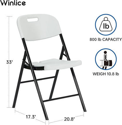 8 Pack Thicker 800 LBS White Folding Chairs, Commercial Grade Folding Chair, Foldable Chairs for Events
