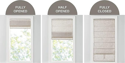 Madison Park Kyler Cordless Roman Shades - Single Panel, Lightweight Linen Blend Fabric, Natural Design, Easy Installation, Light Filtering Window Blind, Bedroom, Living Room Decor 27" W x 64" H Grey