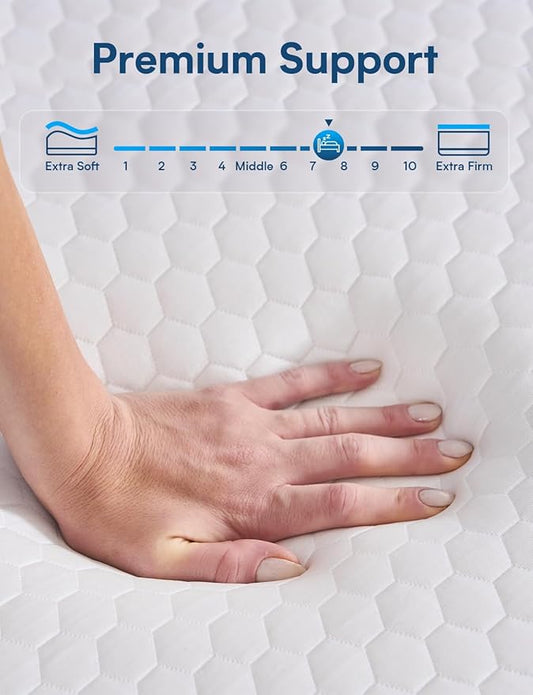 Queen Mattress Firm, 12 Inch Cooling Gel Memory Foam Mattress, Back Pain Relief, Cooling Ice Silk Cover, Bed Mattress in Box, CertiPUR-US Certified