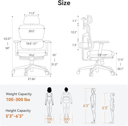 Newtral Ergonomic Office Chair with Fully Adaptive Lumbar Support, 136°Tilt Function, Computer Desk Chair with Soft 4D Armrest, Adjustable Headrest (Supreme Without Laptop Tray, Black)