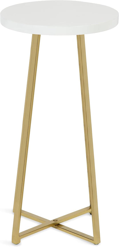Kate and Laurel Zia Modern Counter Stool; 13 x 13 x 25; White and Gold; Decorative Contemporary Stool for Kitchen