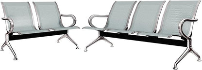 Kinsuite 5-Seat Reception Chair - 2pcs Waiting Room Chairs with Arms & Stainless Steel Frame, Waiting Room Bench, Lobby Chairs for Office Airport Bank Hospital, Silver