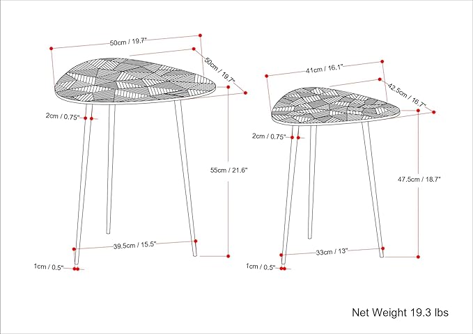 SIMPLIHOME Shelton Contemporary 20 inch Wide Metal 2 Pc Metal Nesting Table in Nickel for the Living Room and Bedroom