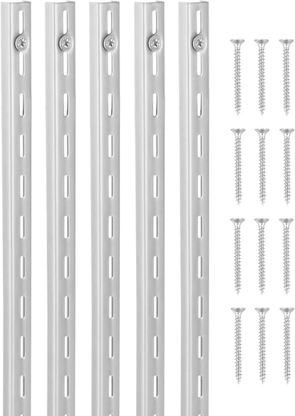 VEVOR Shelf Pilaster, 39-inch 10 Pack, Upright Wall Shelving System, Heavy Duty Support System Single Slot Shelf Rails, 40 Screws Included, Suitable for Cabinet Closet Organization Storage, Silver