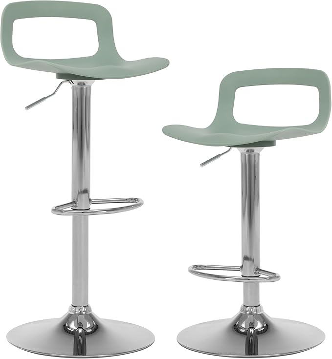 NOBPEINT Contemporary Chrome Air Lift Adjustable Swivel Bar Stool (4 Pieces, Mint Green)