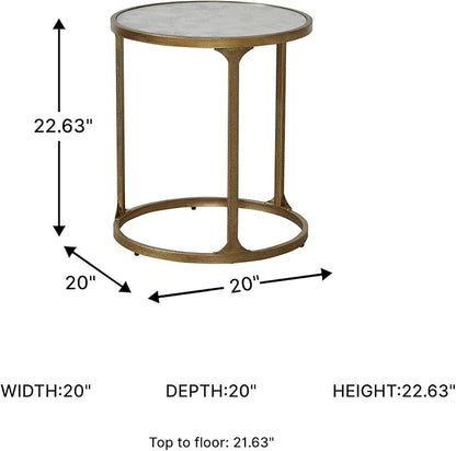 Signature Design by Ashley Korajane Transitional Metal End Table with Tempered Glass Top, Metallic