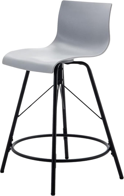 annjoe Swivel Bar Stools Metal Counter Height Stools Plastic Seat Chairs Set of 4 for Indoor Outdoor Home Kitchen Business (24" Gray)