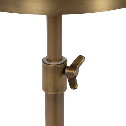 Kate and Laurel Engles Traditional Adjustable-Height Pedestal Drink Table; 10 x 10 x 30; Antique Brass; Vintage Round Indoor Metal Plant Stand with Embossed Sunburst Pattern