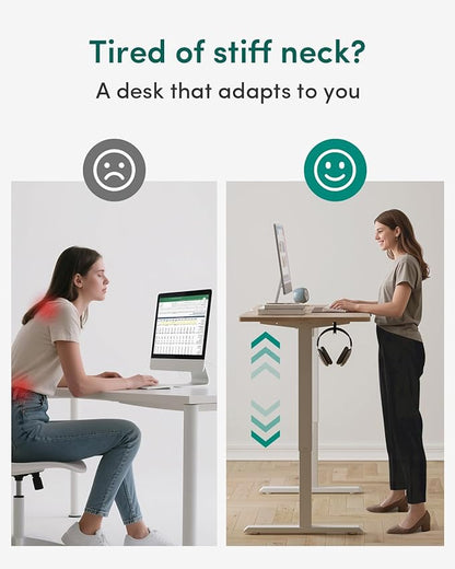 CubiCubi 48 x 24 Inches Electric Standing Desk, Height Adjustable Sit to Stand Desk, Home Office Table with Splice Board (Maple)