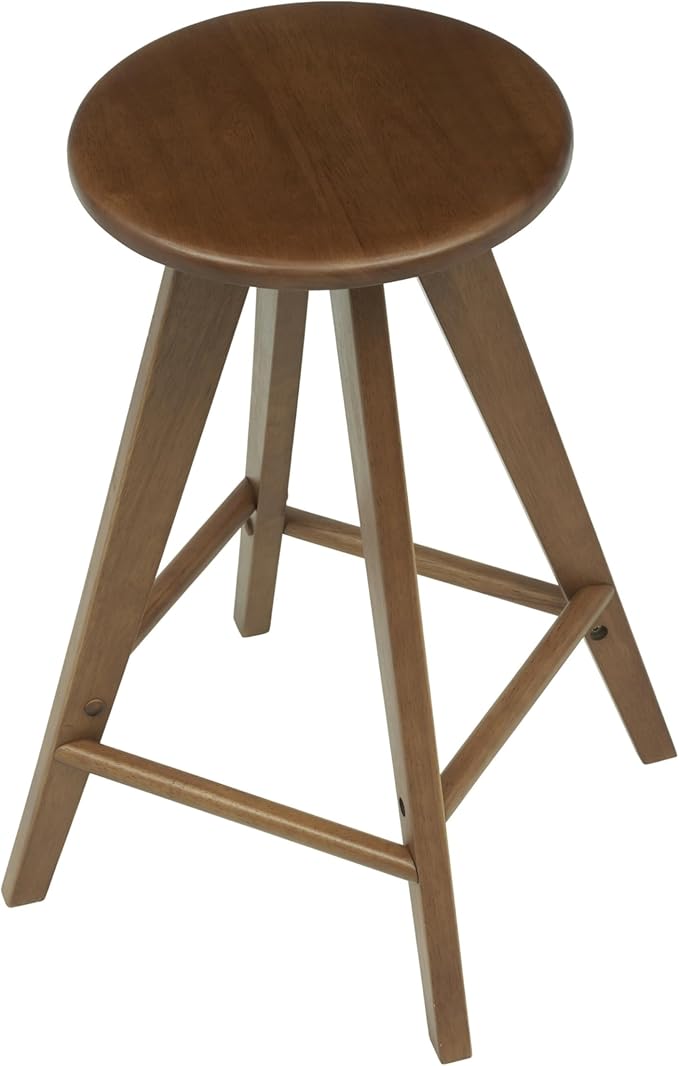 JONATHAN Y CSL2001B Ceren 25.5" MidCentury Industrial Round Solid Wood Backless Counter Stool for Home, Kitchen, Dining Room, Workspaces, Cafes and Resturants, Walnut Brown