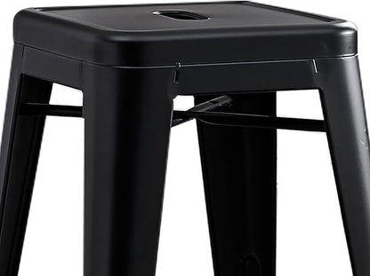 AC Pacific 24” Metal Backless Barstool Set of 2 – Country Rustic Style, Lightweight & Sturdy Build, Easy Assembly – Matte Black Finish