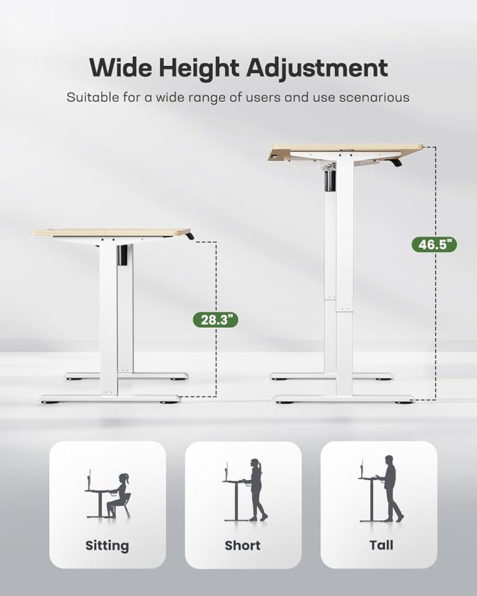 Marsail Electric Standing Desk,Adjustable Height Stand up Desk, 40 x 24 Inch Home Office Furniture Computer Desk, 4 Memory Preset with Headphone Hook, Cable Organizer, Maple
