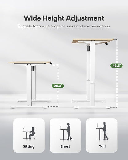Marsail Electric Standing Desk,Adjustable Height Stand up Desk, 40 x 24 Inch Home Office Furniture Computer Desk, 4 Memory Preset with Headphone Hook, Cable Organizer, Maple