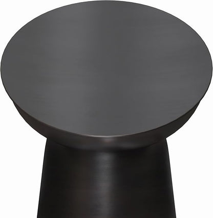SIMPLIHOME Toby Metal Table - 17 inch Wide Solid Iron Drum Accent Table in Antique Copper, Industrial Side or End Table for Living Room, Bedroom or Entryway with Sculptural Design, Assembled