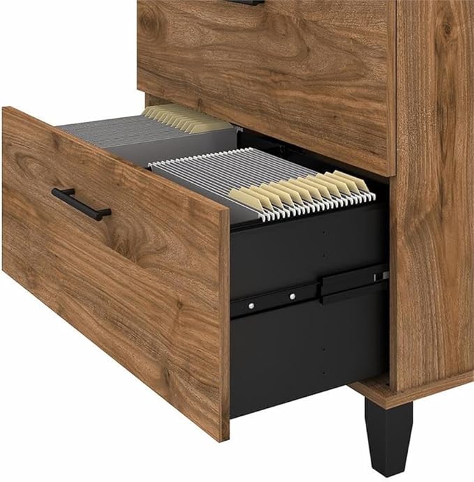 Bush Furniture UrbanPro 2 Drawer Lateral File Cabinet in Fresh Walnut - Engineered Wood