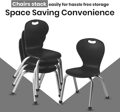 Chair and Table Set for Schools - Round Table About 36" Diameter - Height Adjustable Legs -Spray Edges - and Four Luxurious Classroom Chairs - for Commercial Spaces